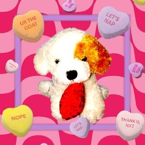 RBI Ron Banafato Puppy Dog Luv Tender Red Heart Plush Brown Cream 6” Toy